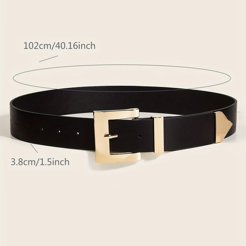 Golden Square Pin Buckle Belt Wide PU Leather Belt Punk Jeans Pants Belts