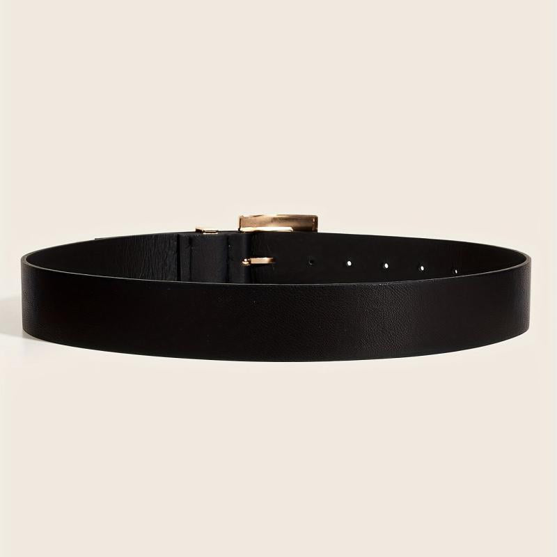 Golden Square Pin Buckle Belt Wide PU Leather Belt Punk Jeans Pants Belts