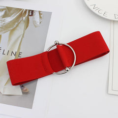 Women's Elastic Waist Belt with Round Buckle for Coat Sweater Dress