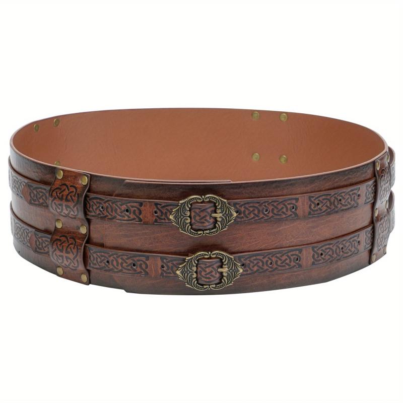 Nordic Viking Style Wide Leather Belt Medieval Girdle
