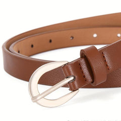 Pin Buckle PU Belt Casual Jeans Pants Thin Girdle Women
