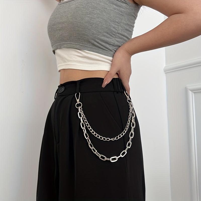 Lobster Clasp Waist Chain Silvery Hip Hop Metal Chain Belt