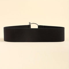 Round Buckle Elastic Belt Wide Waistband for Women