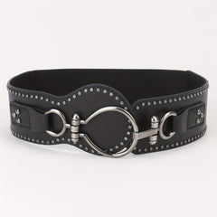 Punk Wide Belt Rivet Decor PU Leather Waistband For Women