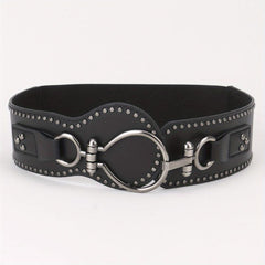 Punk Wide Belt Rivet Decor PU Leather Waistband For Women