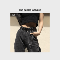Thick Grommet Belt Punk Chain Belt Y2K Girl Belts For Jeans Pants