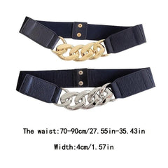 Women's Chain Decor Belt Elastic Metal Belt