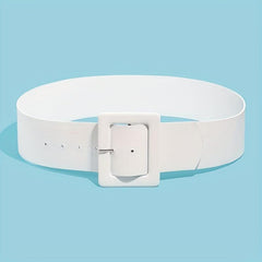 Wide Coat Belt Square Buckle PU Belt Casual Dress Girdle Waistband