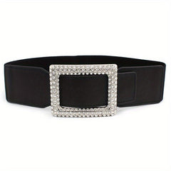 Vintage Punk Oversized Buckle Belt PU Girdle Elastic Wide Waistband