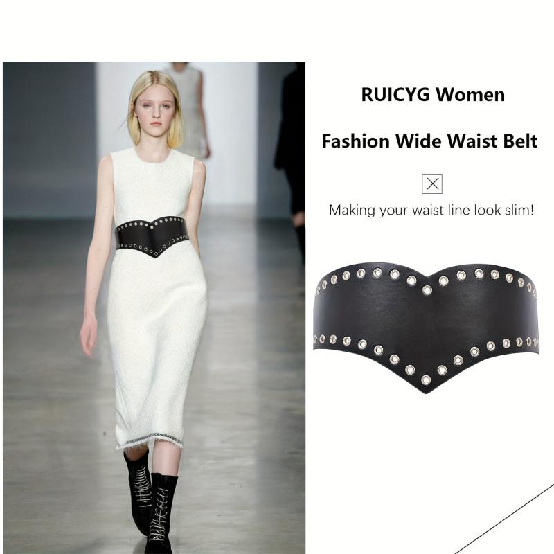 Eyelet Hollow Out Wide Belt Punk Elastic Waistband