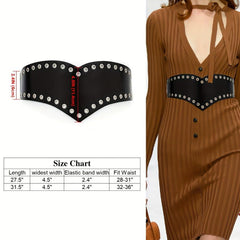 Eyelet Hollow Out Wide Belt Punk Elastic Waistband