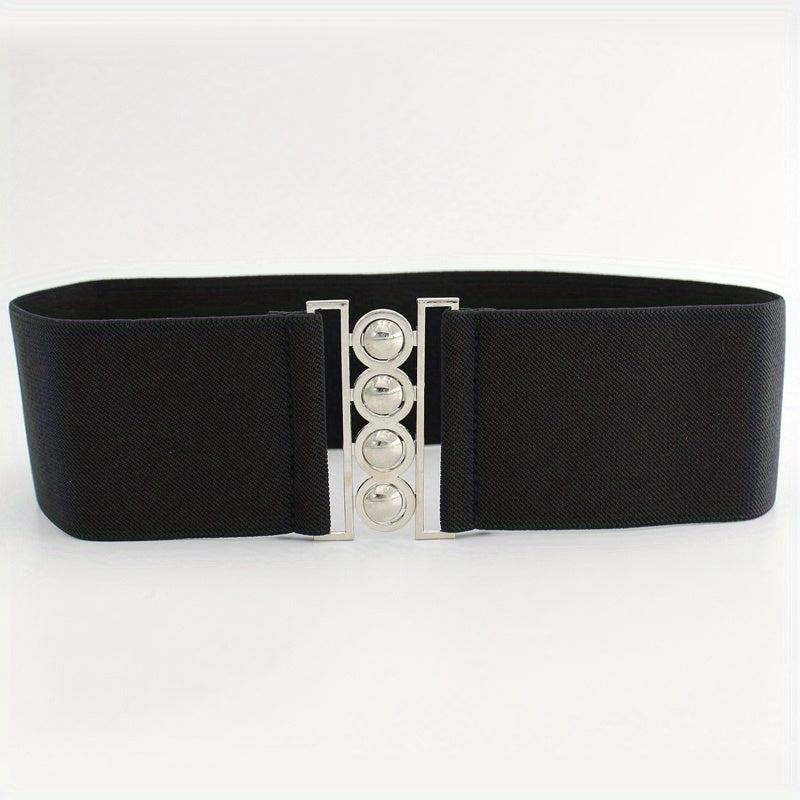 Women's Layered Belt Elastic Girdle Circle Metal Buckle Dress Shirt Waist Belt