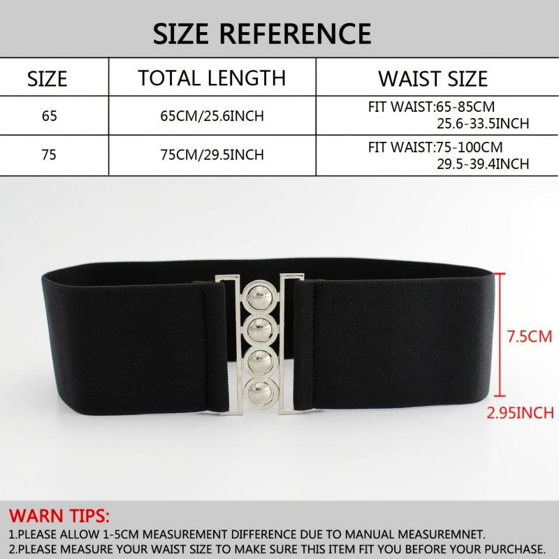 Women's Layered Belt Elastic Girdle Circle Metal Buckle Dress Shirt Waist Belt