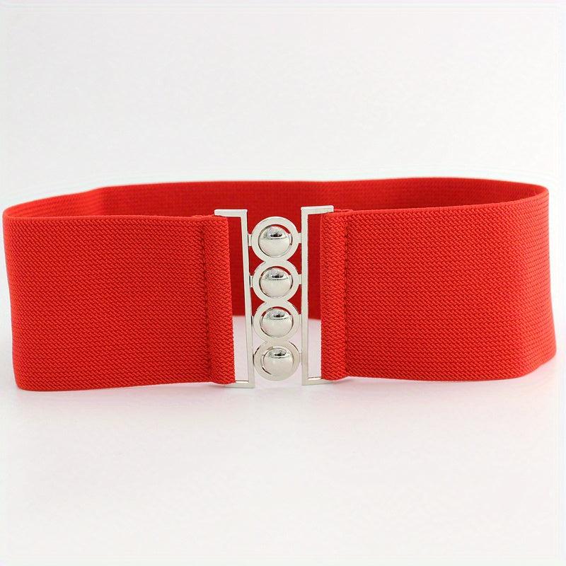Women's Layered Belt Elastic Girdle Circle Metal Buckle Dress Shirt Waist Belt