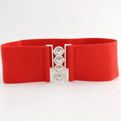 Women's Layered Belt Elastic Girdle Circle Metal Buckle Dress Shirt Waist Belt