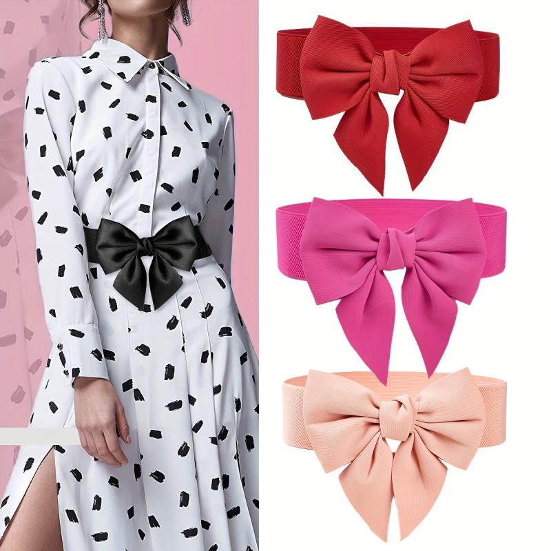 Wide Bowknot Waist Belt Elastic Waistband for Women