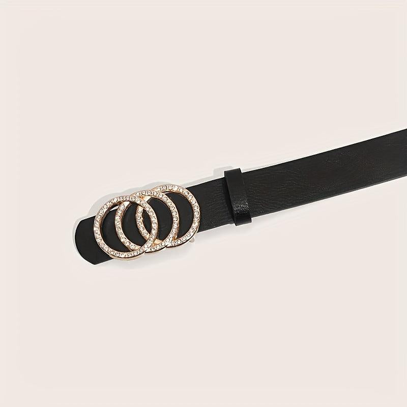 2pcs Rhinestone Buckle Belt Set for Women