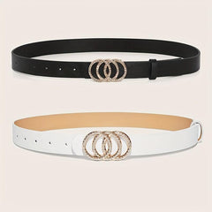 2pcs Rhinestone Buckle Belt Set for Women