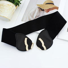 Metal Decoration Wide Belt Waist Elastic Belt With Skirt