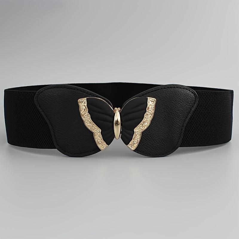 Metal Decoration Wide Belt Waist Elastic Belt With Skirt
