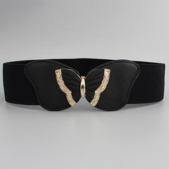 Metal Decoration Wide Belt Waist Elastic Belt With Skirt