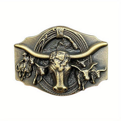 Enamel Bull Head Belt Buckle For Men Western Cowboy Punk Hip Hop Belt Buckle