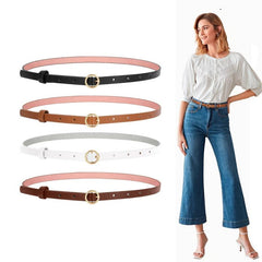 Women's O Ring Buckle Belt for Jeans Casual Formal PU Leather Belt