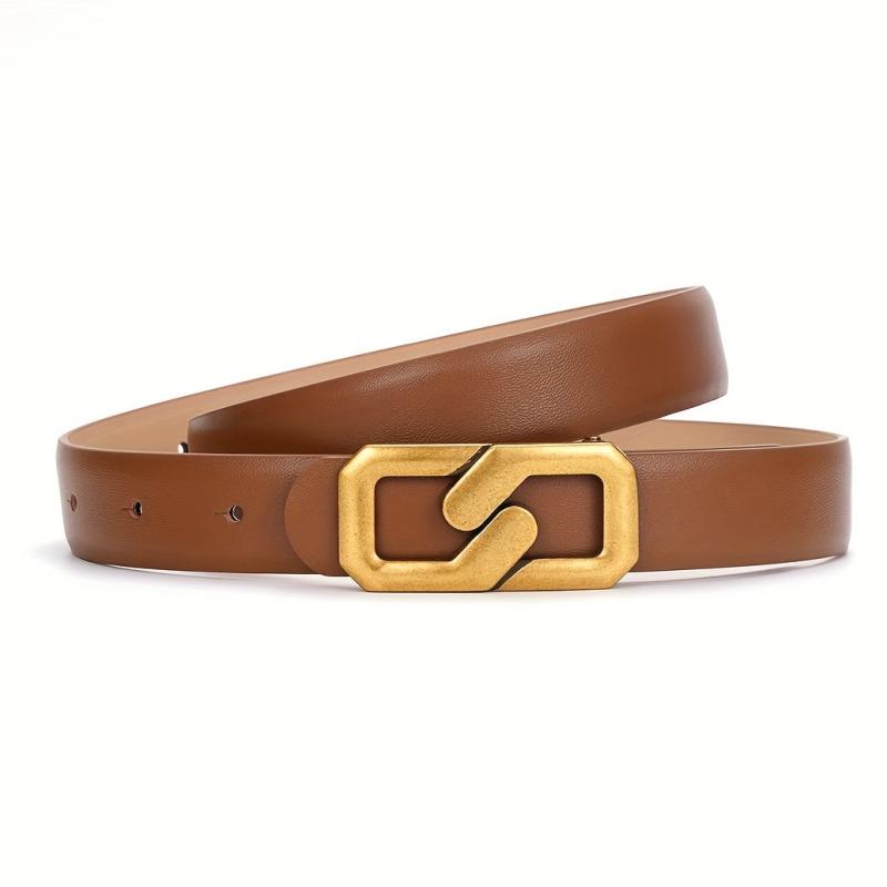 Vintage Leather Belt Solid Jeans Pants Waistband for Women