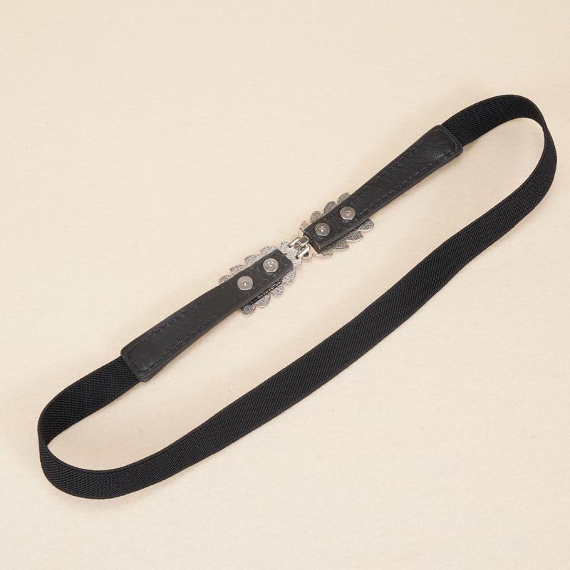 Leaf Buckle Elastic Belt Set For Jeans Dress Shirt