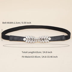Leaf Buckle Elastic Belt Set For Jeans Dress Shirt