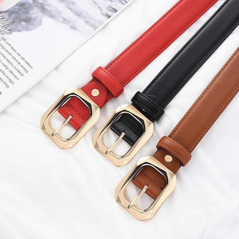 Women's Golden Pin Buckle Belt Skinny Waistbands
