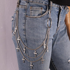 Punk Pants Keychain Cross Gothic Belt Punk Jeans Hip Hop Jewelry