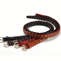 Vintage Braid Leather Belt Punk Solid Jeans Pants Belt For Women