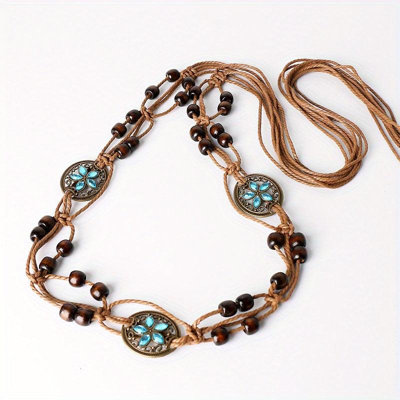 Boho Butterfly Flower Sash Belt Metal Hollow Waistband Vintage Bowknot Girdle