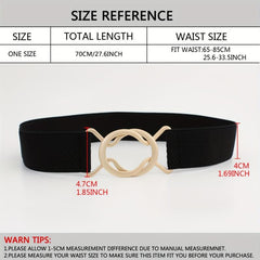 Wide Elastic Dress Belt Solid Coat Party Belts Round Double Cross Buckle