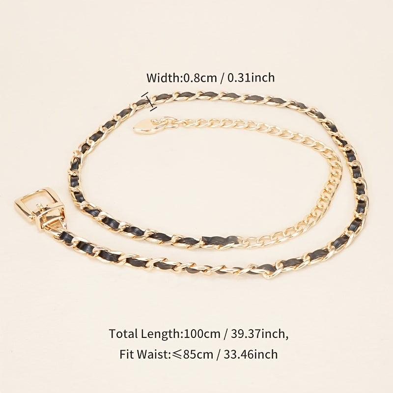 Chain Belt For Women Metal Waist Chain Faux Leather Belt