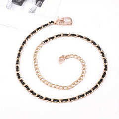 Chain Belt For Women Metal Waist Chain Faux Leather Belt