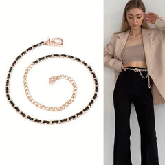 Chain Belt For Women Metal Waist Chain Faux Leather Belt