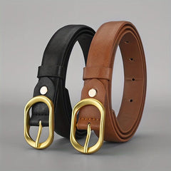 Women's Oval Pin Buckle PU Belt for Jeans Pants