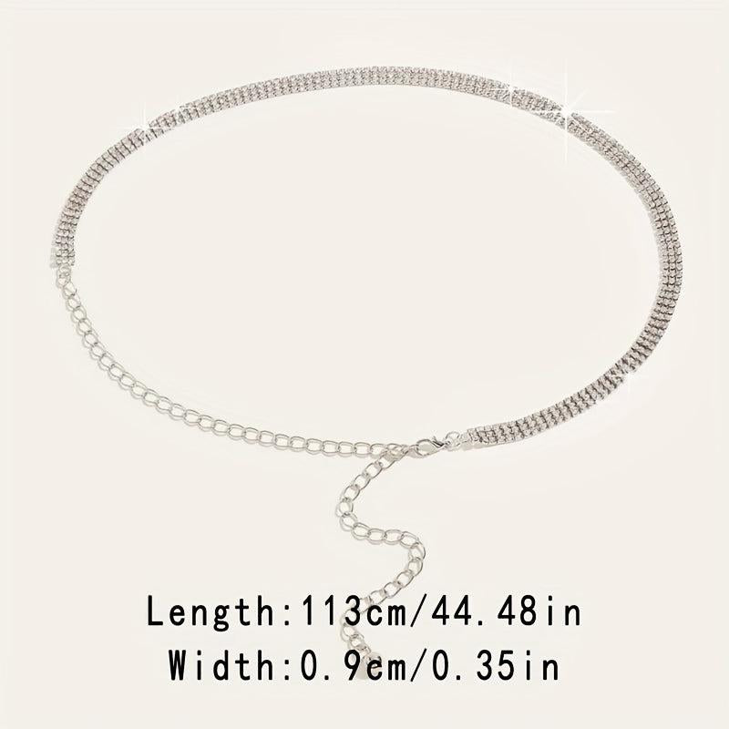 Sparkling Rhinestone Waist Chain for Women - Elegant Dress Girdle Belt