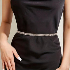 Sparkling Rhinestone Waist Chain for Women - Elegant Dress Girdle Belt