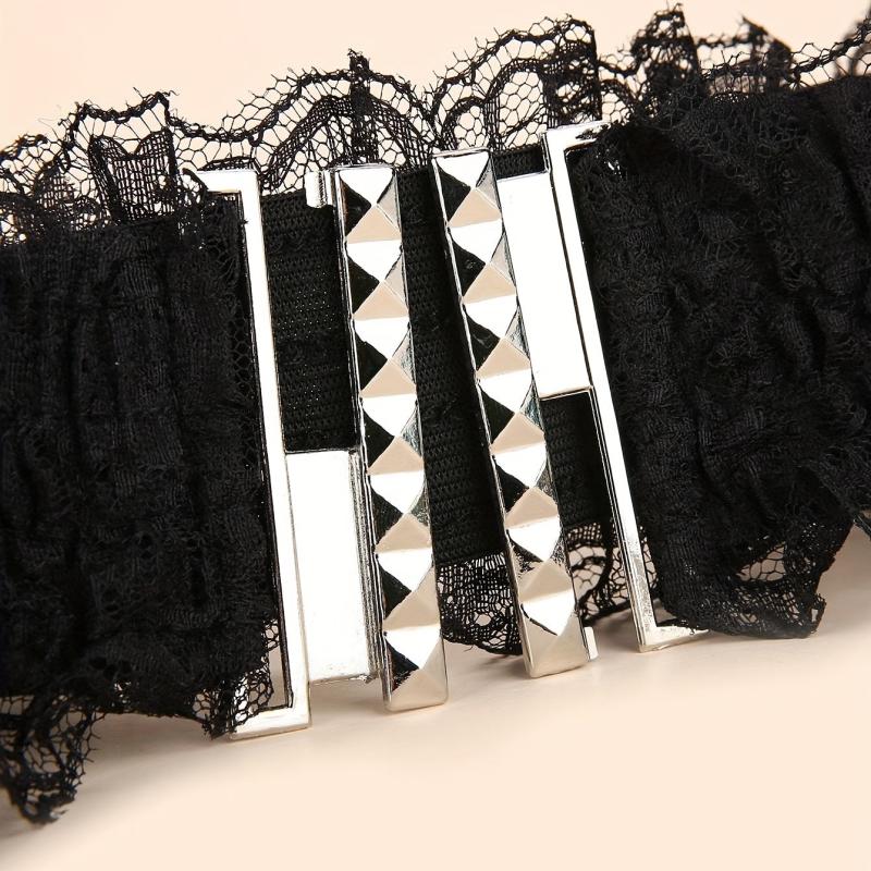 Vintage Lace Wide Belt Elastic Waistband for Women