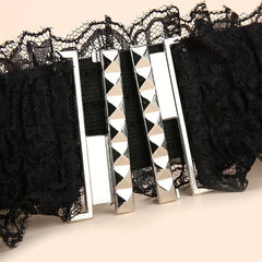 Vintage Lace Wide Belt Elastic Waistband for Women