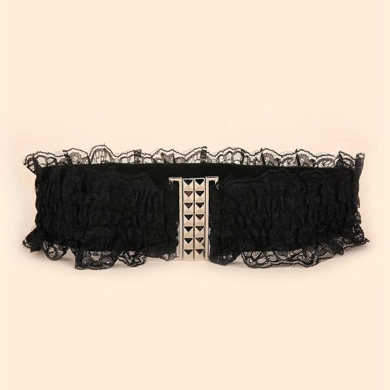 Vintage Lace Wide Belt Elastic Waistband for Women