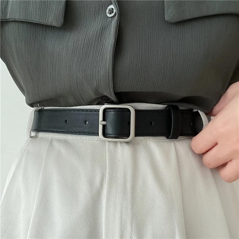 Wide Square Buckle Belt Casual Needle Buckle Belt PU Leather Belts
