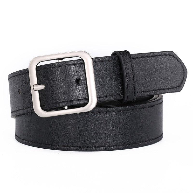 Wide Square Buckle Belt Casual Needle Buckle Belt PU Leather Belts