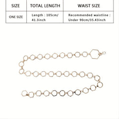 Geometric Gold Metal Waist Chain Belt Adjustable for Women