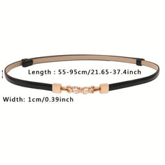 Adjustable PU Leather Belt with Faux Pearl Buckle