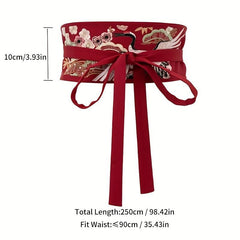 Vintage Embroidery Wide Belt Classic Chinese Style Hanfu Waistband