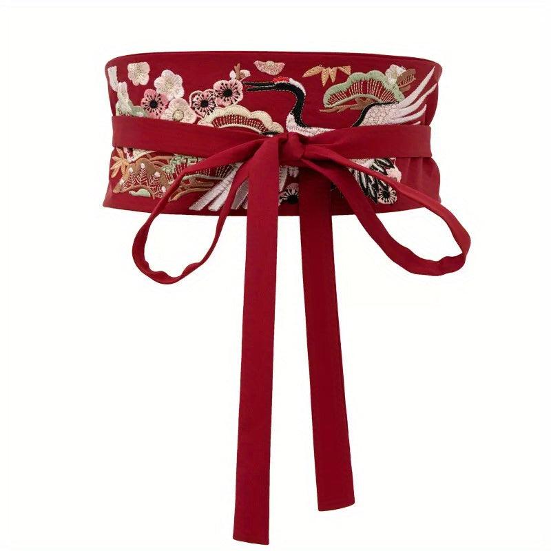 Vintage Embroidery Wide Belt Classic Chinese Style Hanfu Waistband